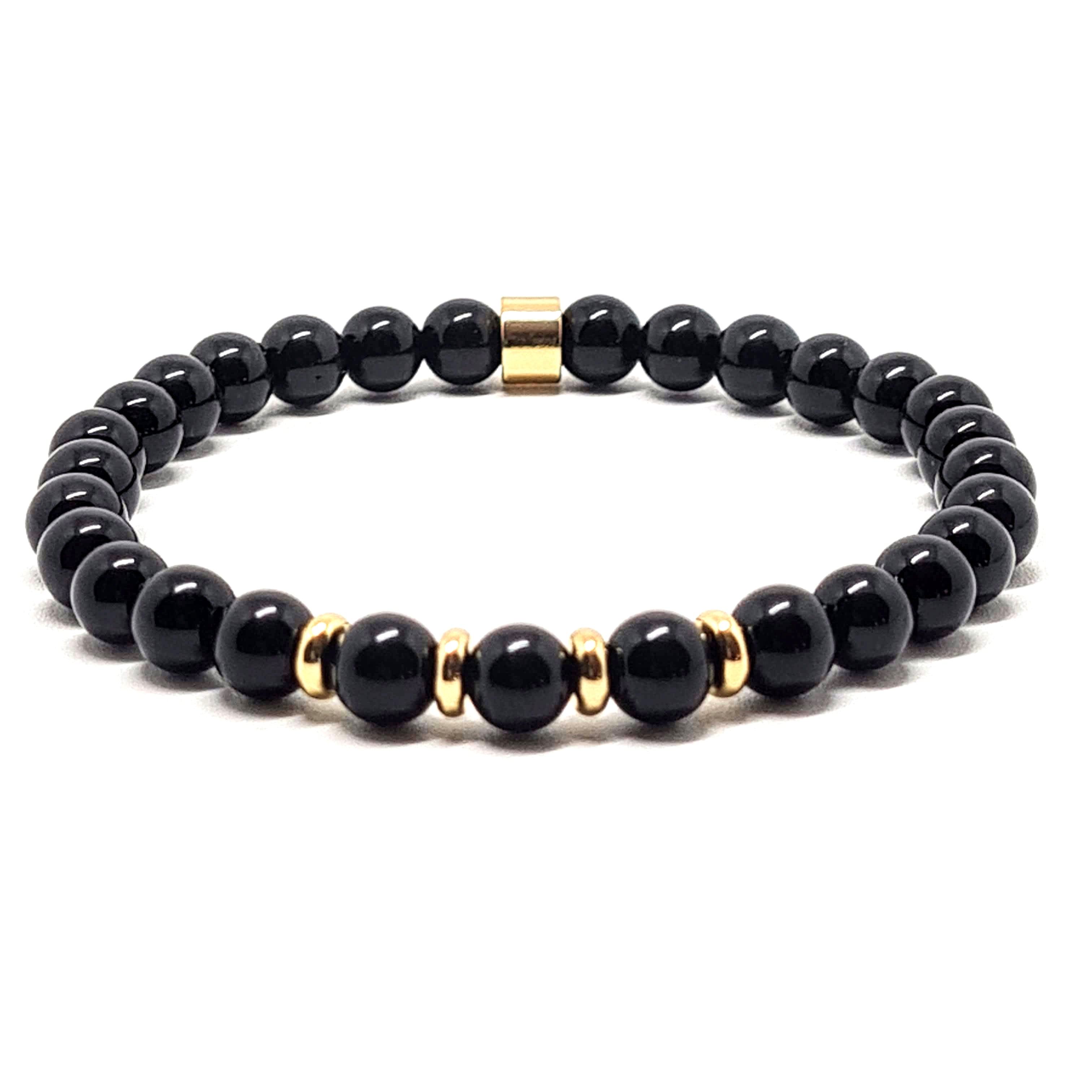 6mm Onyx gemstone bracelet with gold accessories