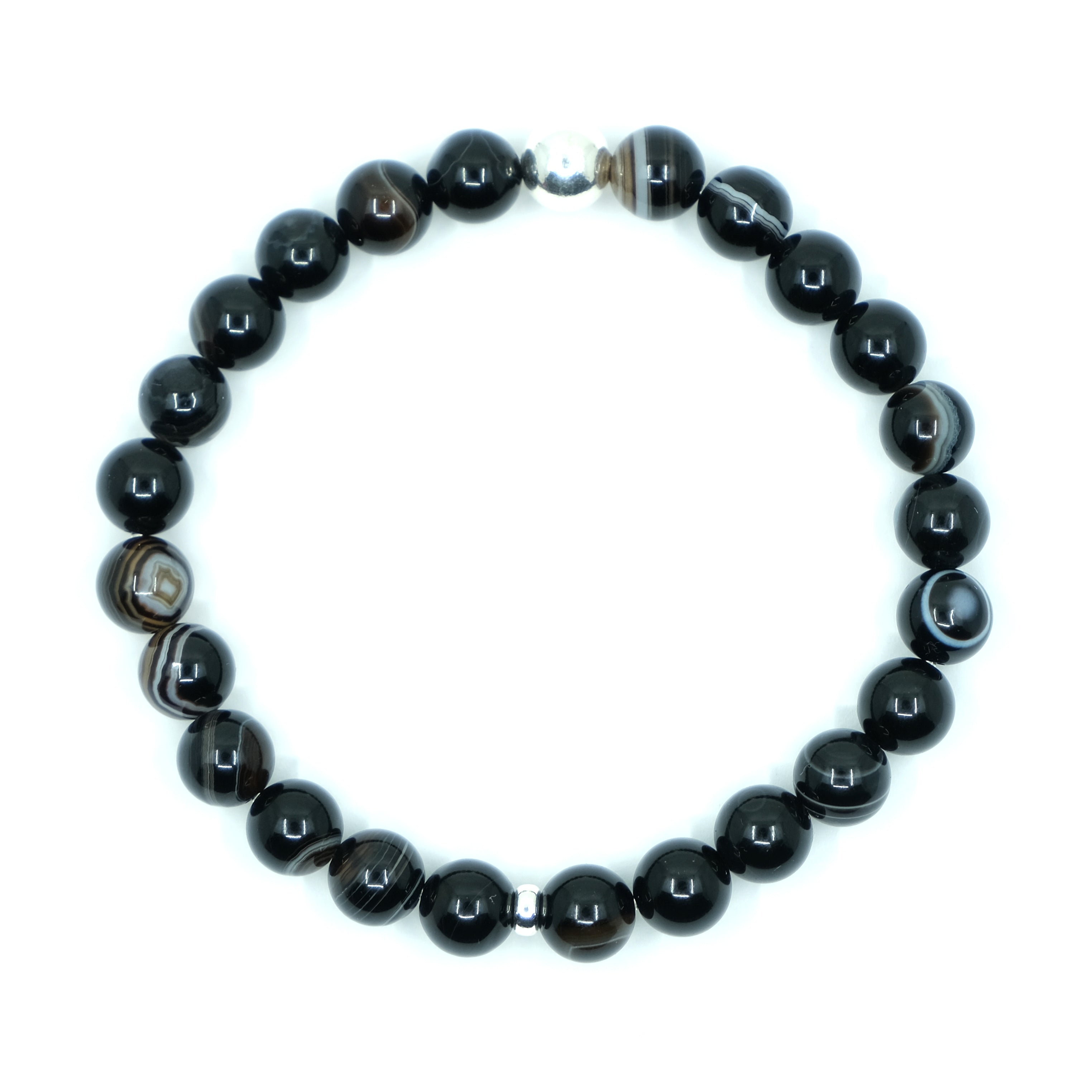 8mm sulemani hakik gemstone stretch bracelet with silver feature bead