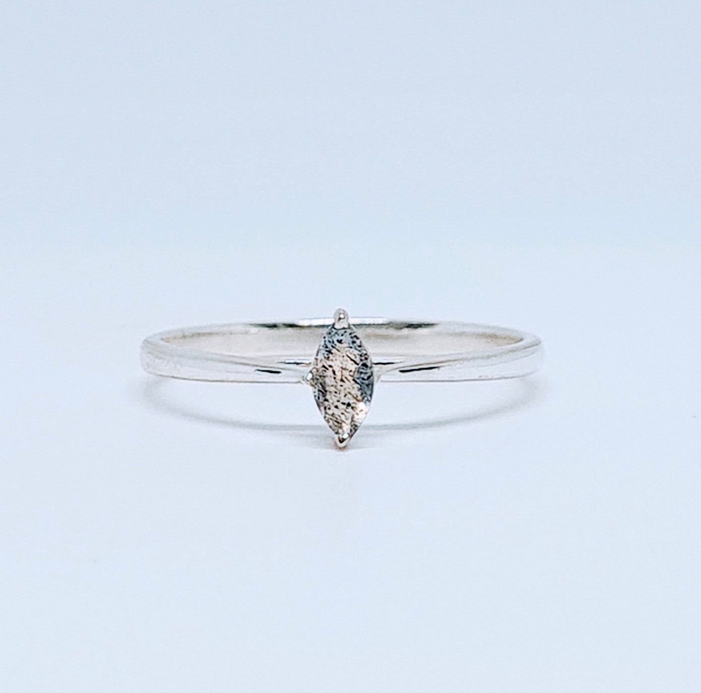A labradorite minimal marquis gemstone ring in silver
