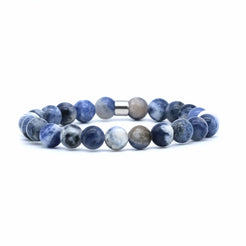 Sodalite gemstone bracelet with stainless steel accessory