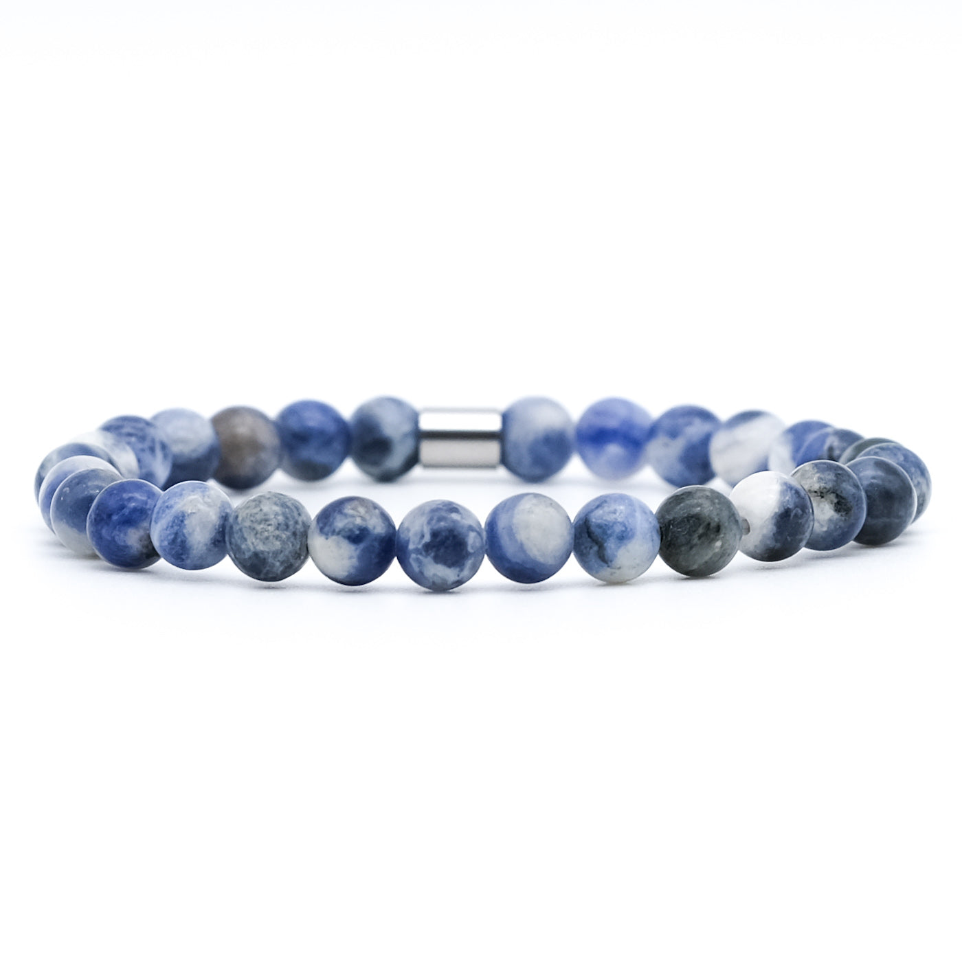 Sodalite gemstone bracelet in 6mm beads with steel accessory