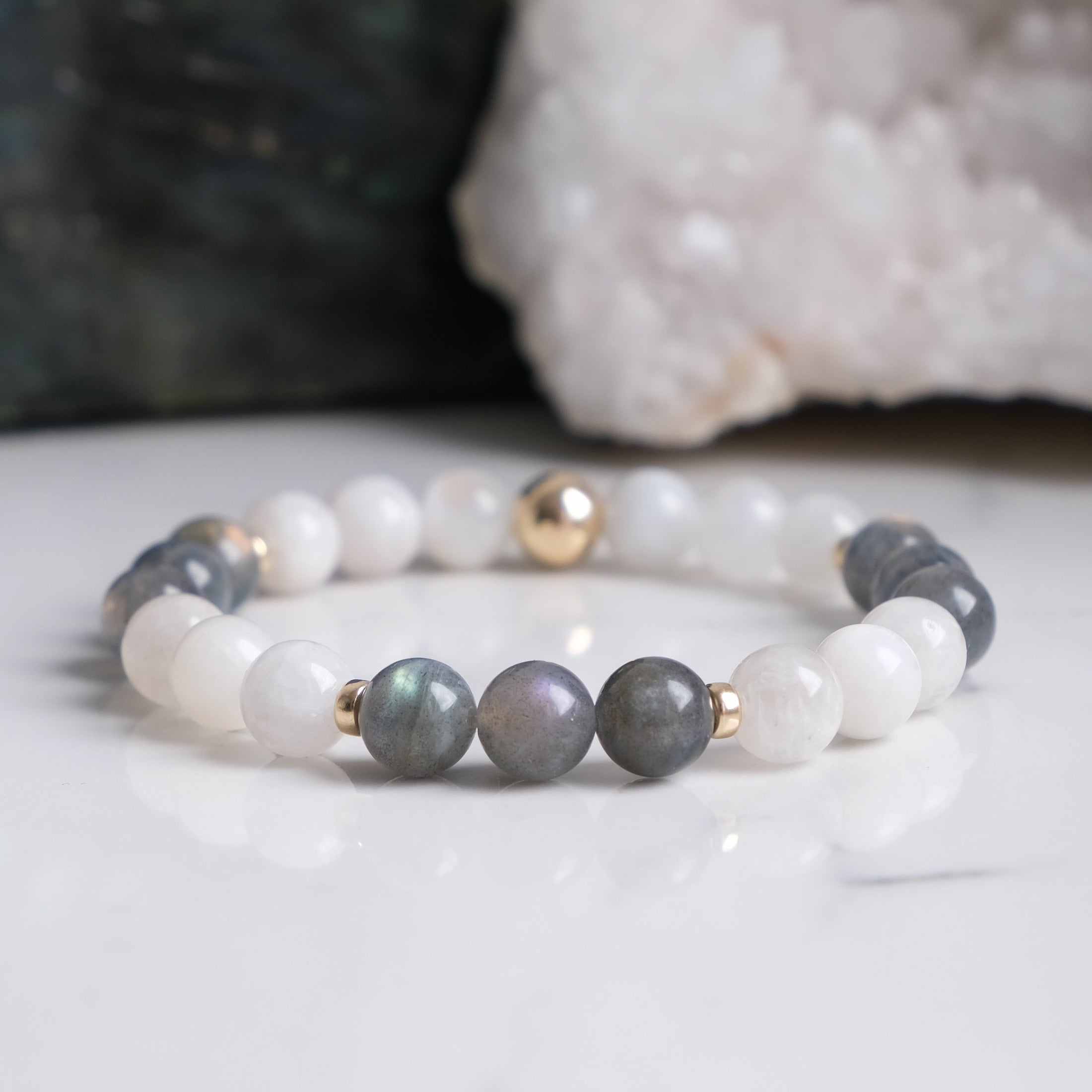 Labradorite and moonstone gemstone bracelet last chance sale