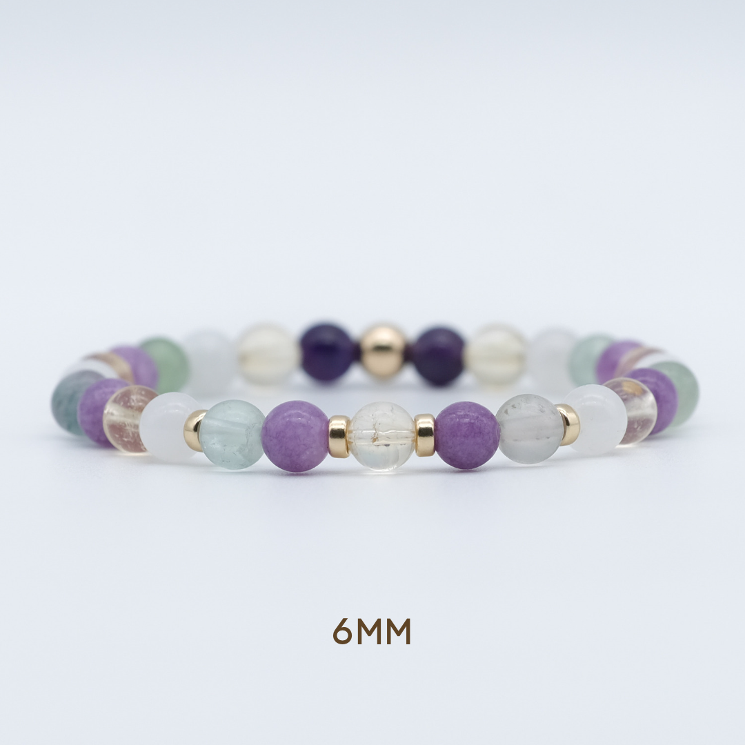 Samayla menopause gemstone bracelet in 6mm beads with gold filled accessories