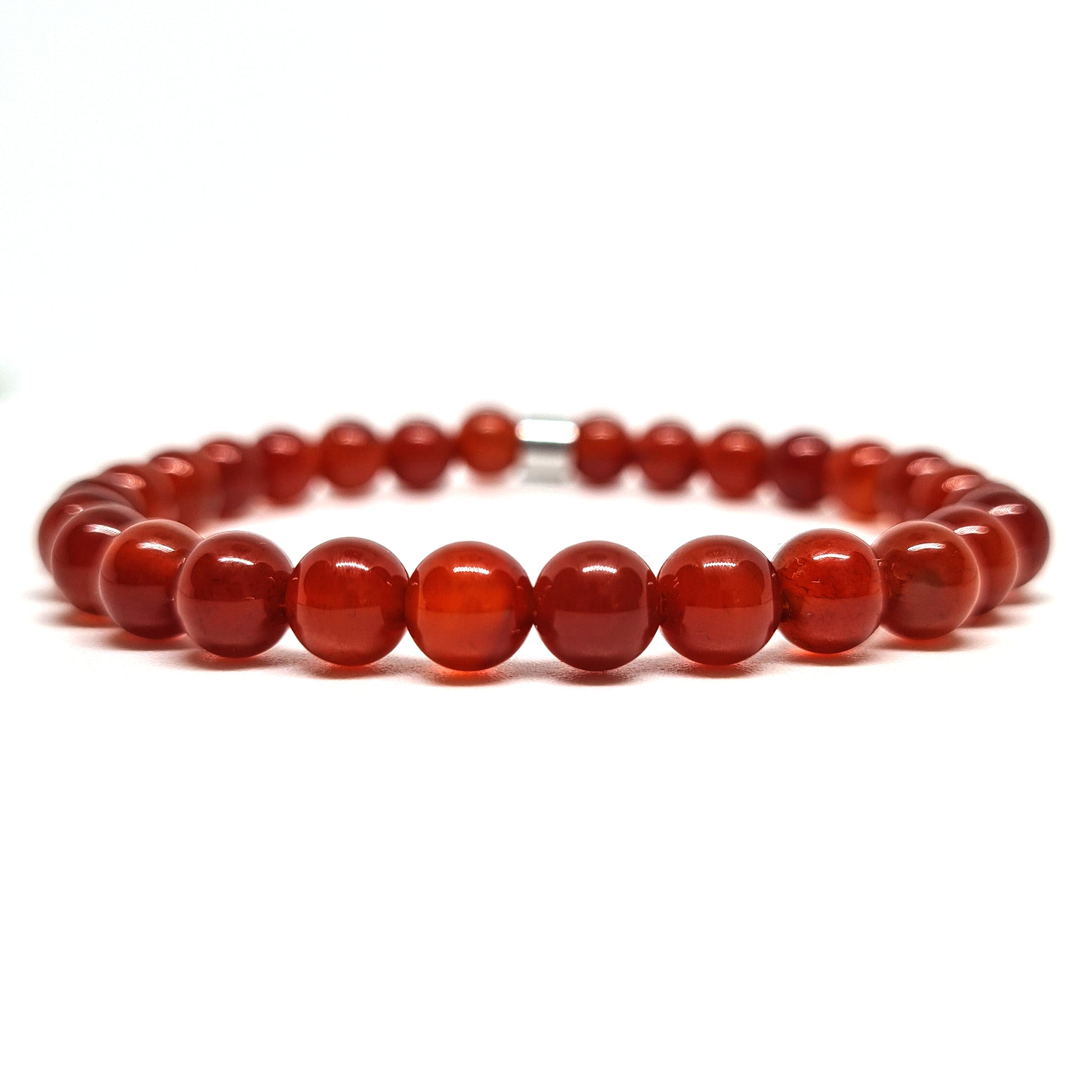 Red Carnelian gemstone bracelet with steel accessory