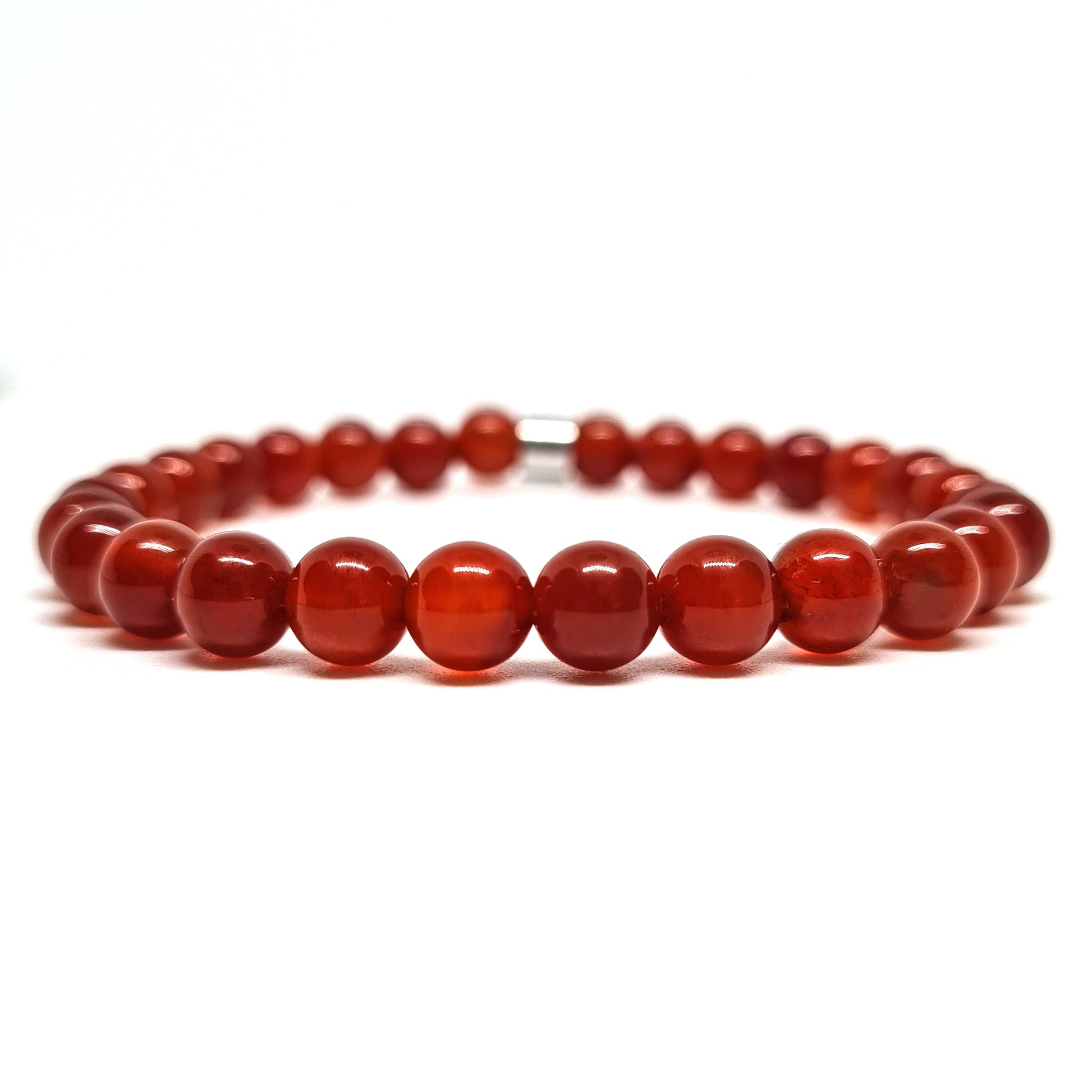 Red Carnelian gemstone bracelet with steel accessory