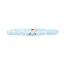 Aquamarine gemstone bracelet in 4mm beads with gold accessories