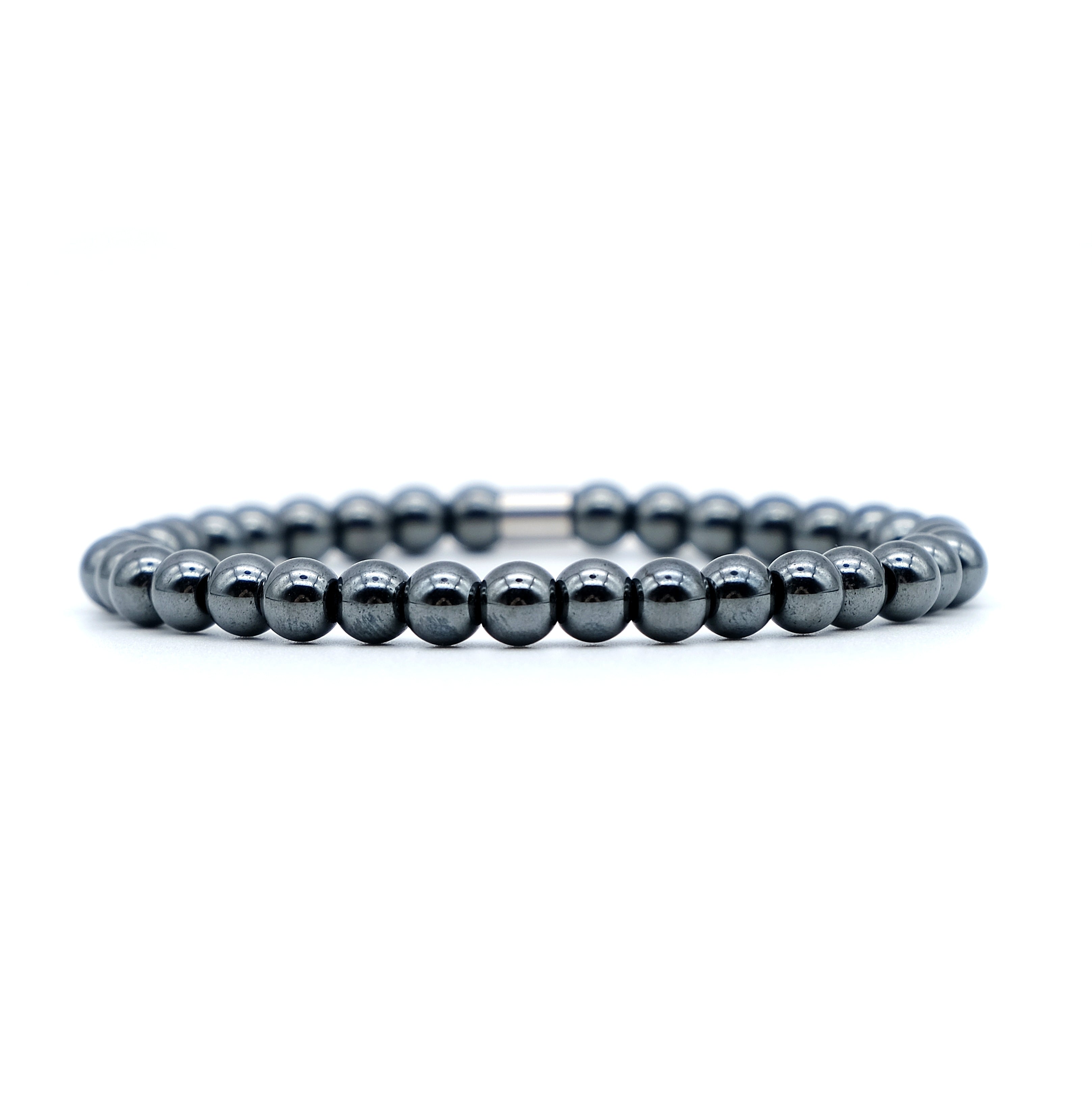 Thurcolas Men's Stone Power Hematite Bracelet with Central Pearl with  Skulls in Stainless Steel : Amazon.co.uk: Handmade Products