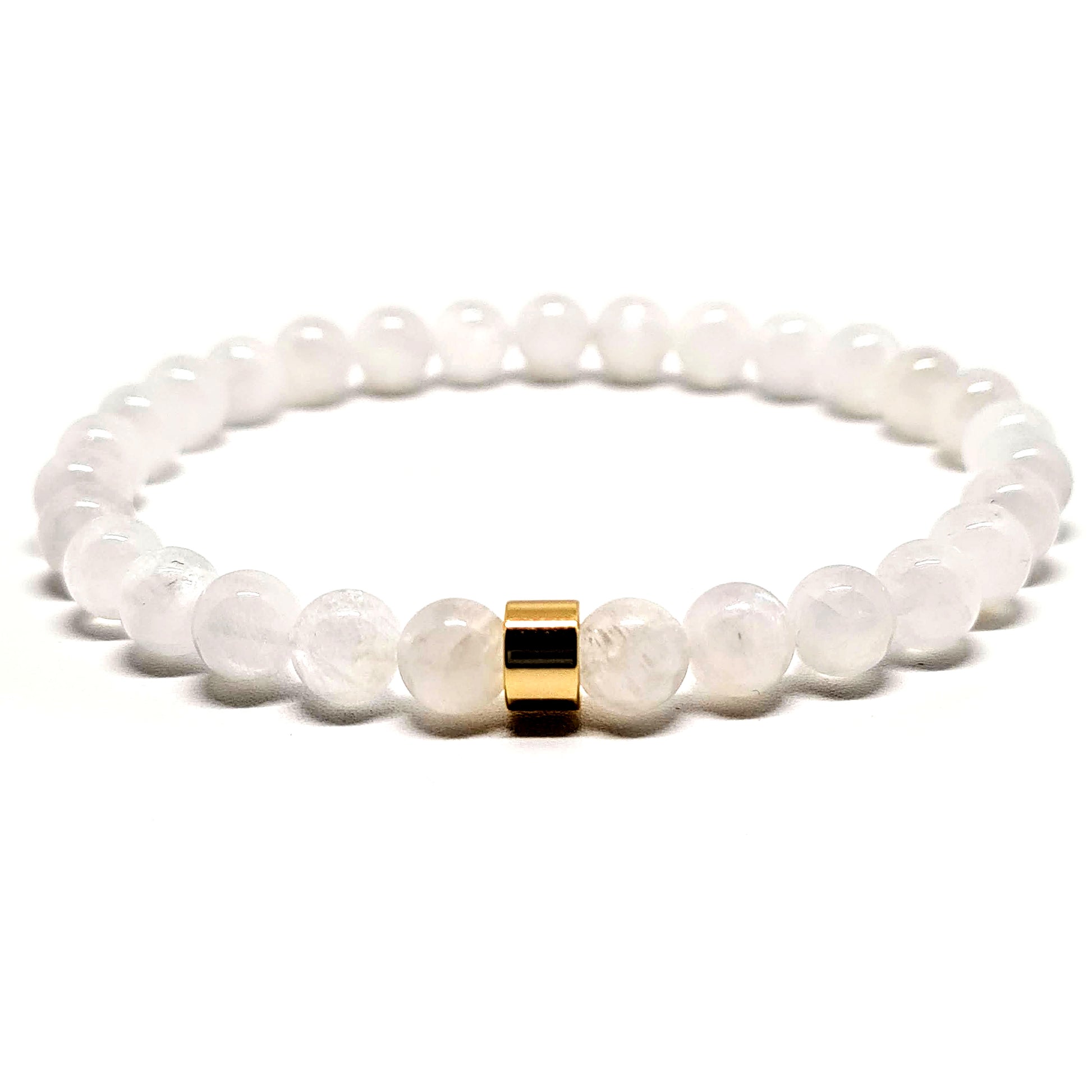 6mm Moonstone gemstone bracelet with 18ct gold plated accessory