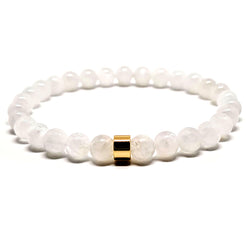 6mm Moonstone gemstone bracelet with 18ct gold plated accessory