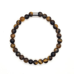 e gemstone bracelet in 6mm beads with steel accessory from above