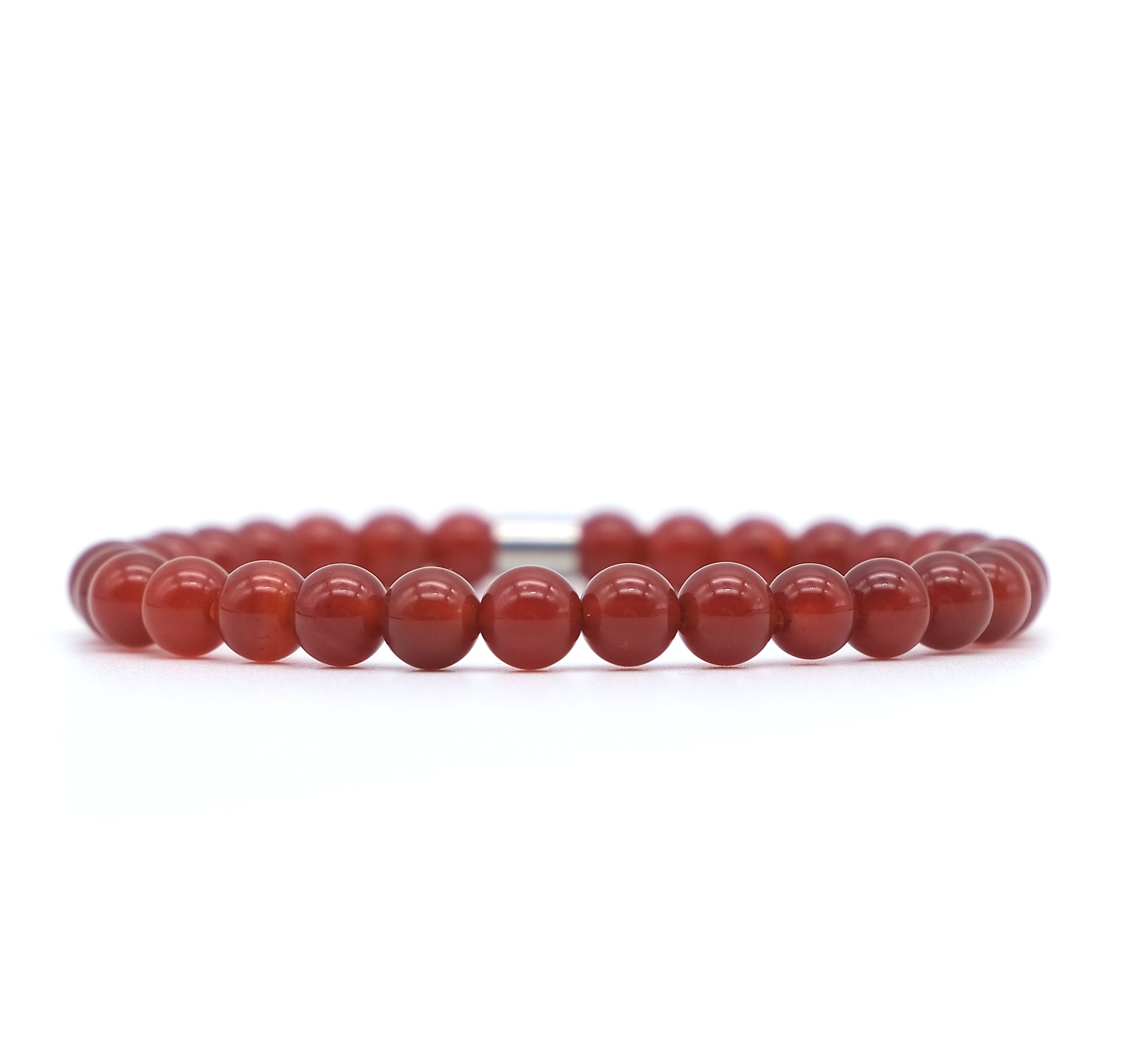 6mm Red Carnelian gemstone bracelet with silver accessories