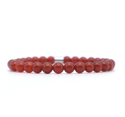 6mm Red Carnelian gemstone bracelet with silver accessories