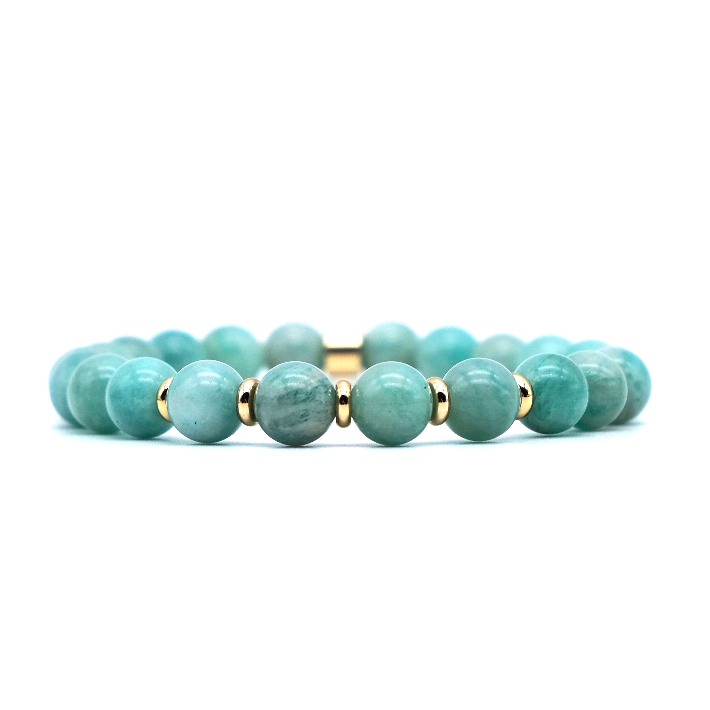 Amazonite bracelet with 18ct gold plated accessories