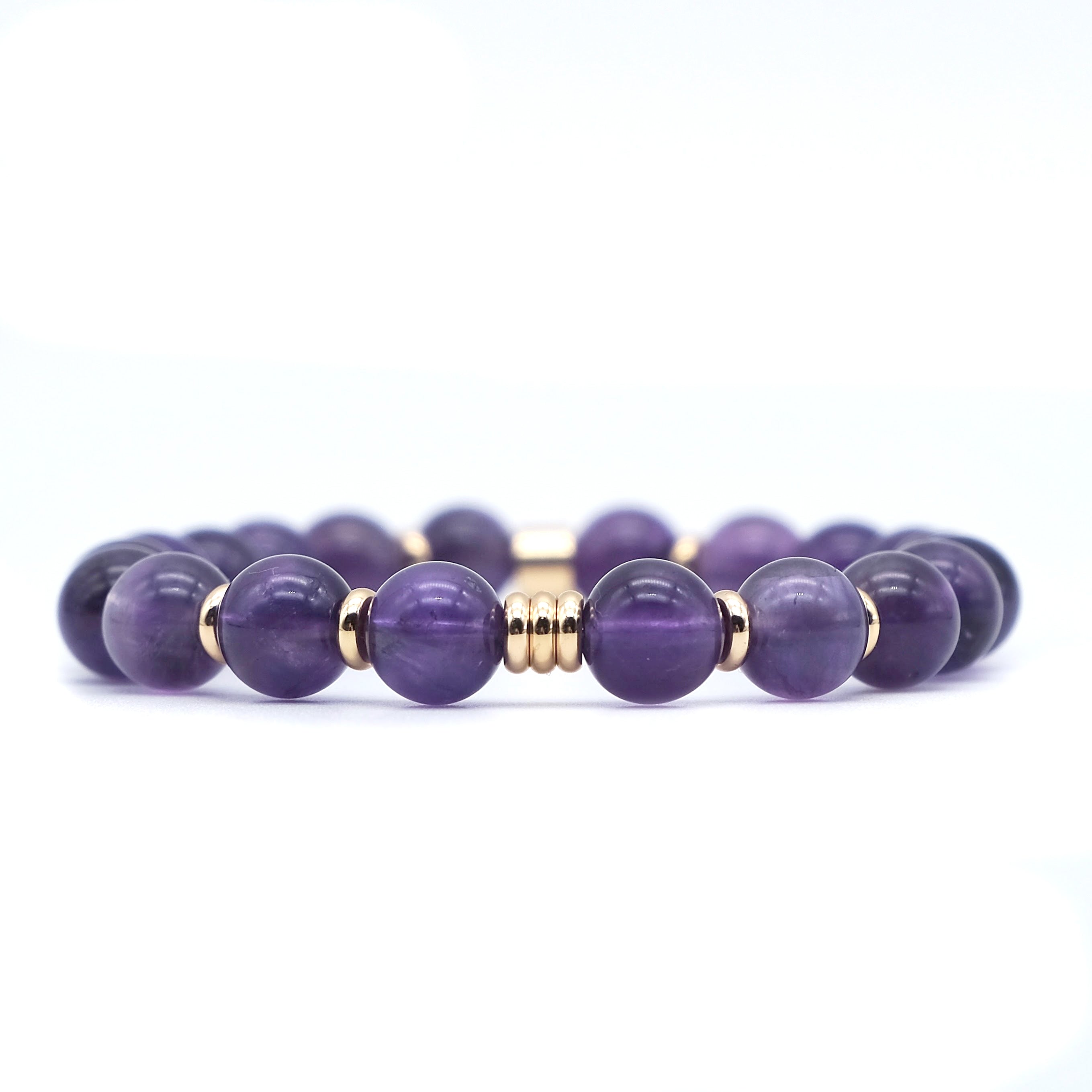Amethyst Gemstone Bracelet with 18ct gold plated accessories