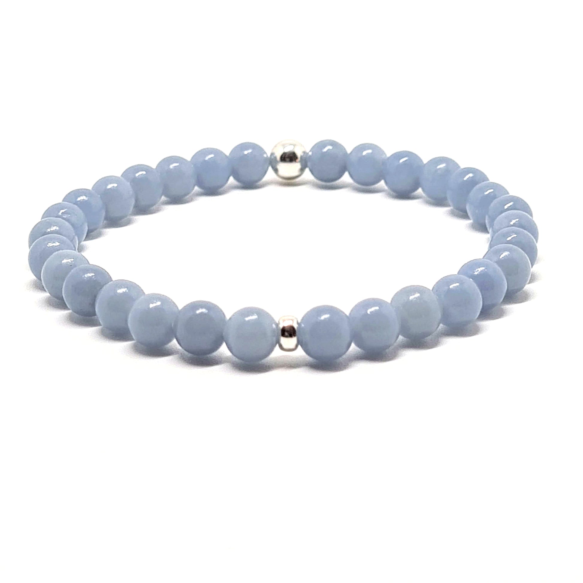 A Angelite gemstone bracelet with 925 silver accessories 