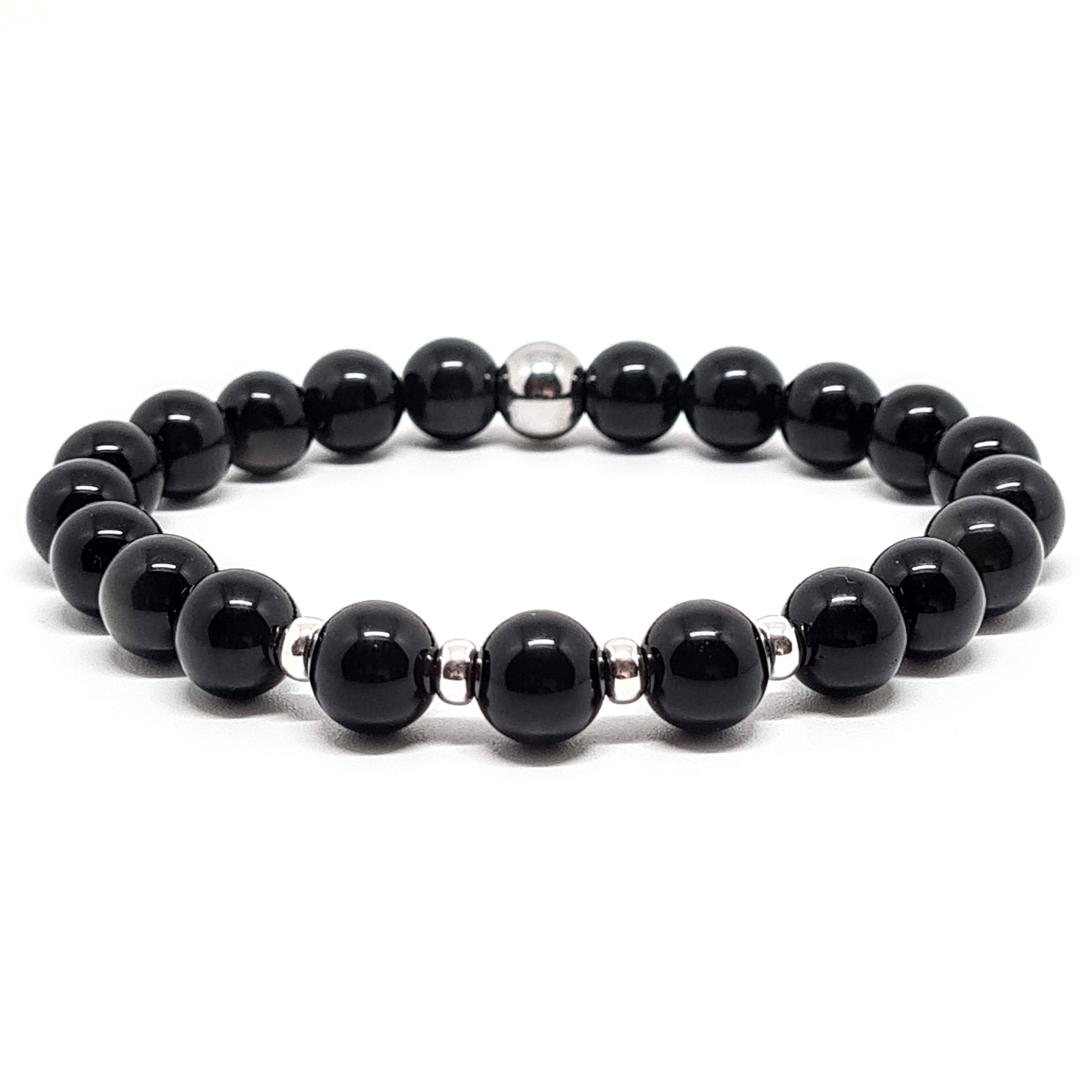 Black obsidian stone bracelet hotsell