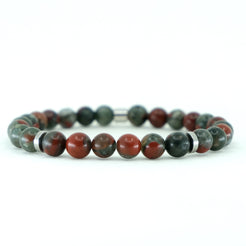 Bloodstone bracelet with stainless steel accessories