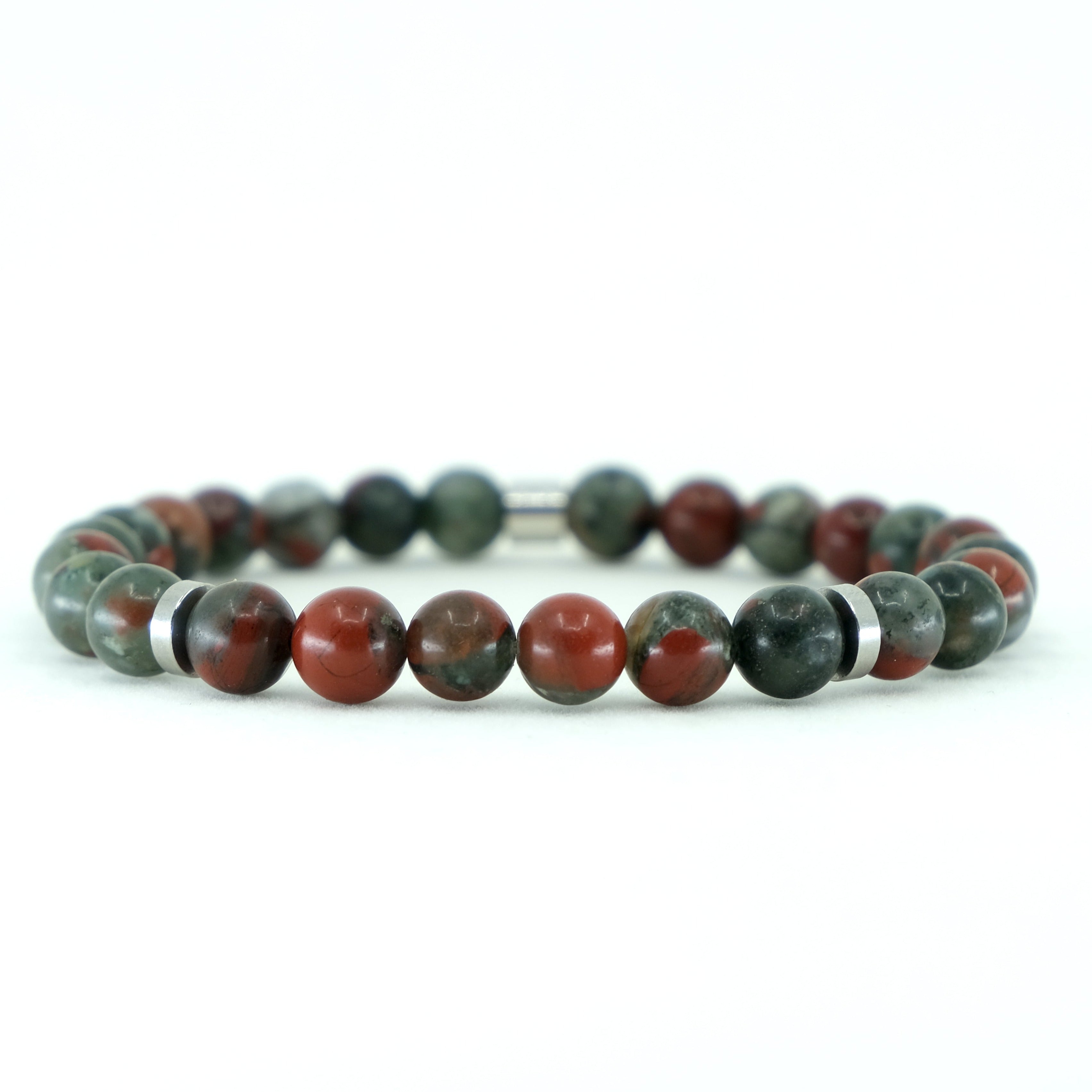 Bloodstone bracelet with stainless steel accessories