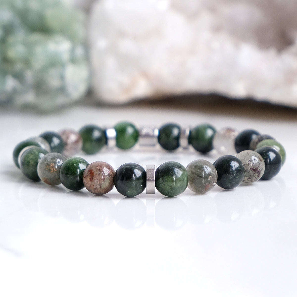 Diopside and Green Phantom Quartz Energy Gemstone Bracelet