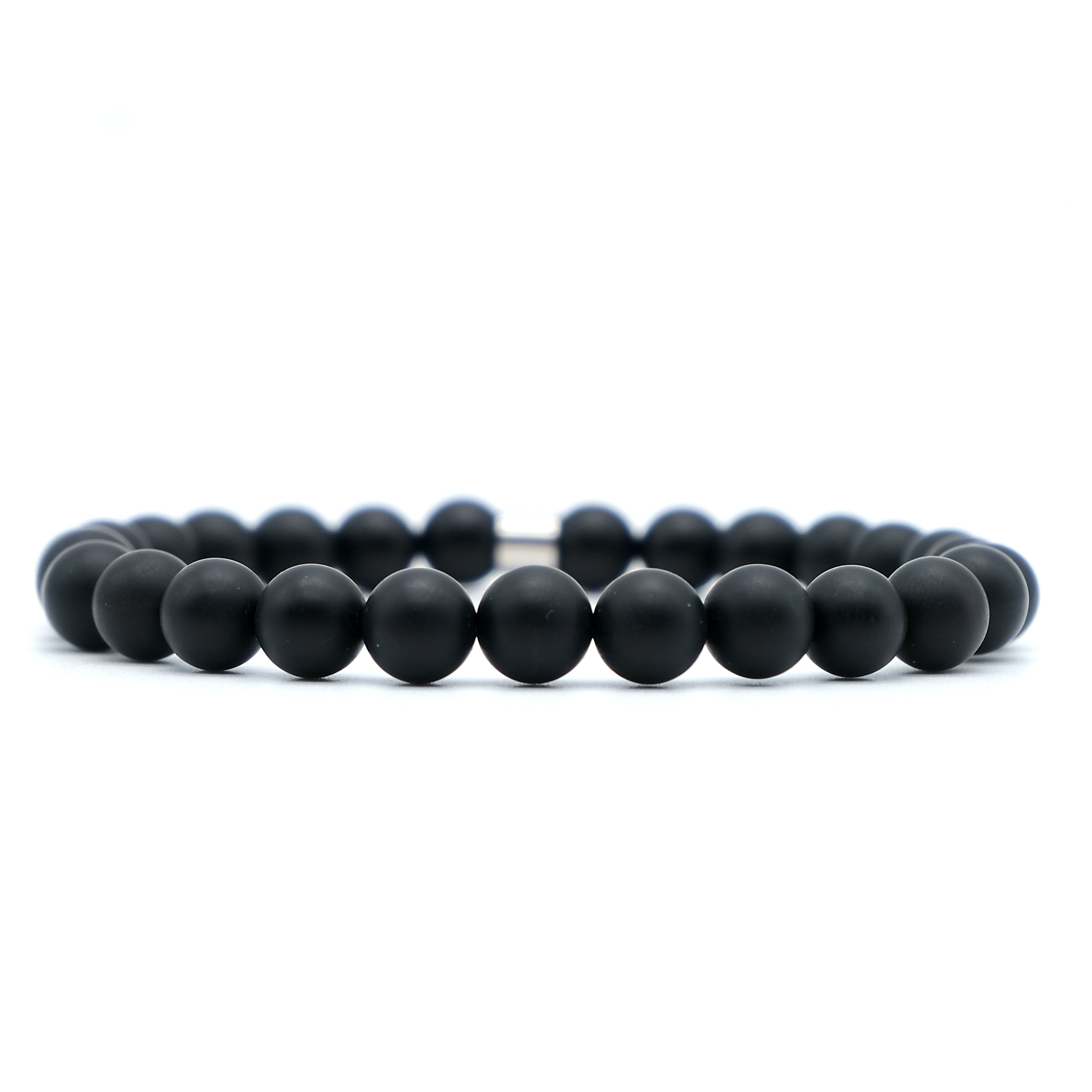 8mm Matt Onyx bracelet with stainless steel accessory