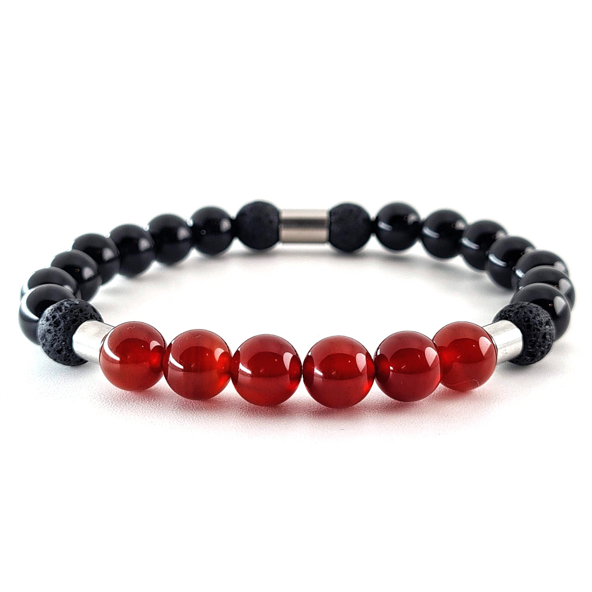 Onyx, Lava Stone and Carnelian with steel accessories