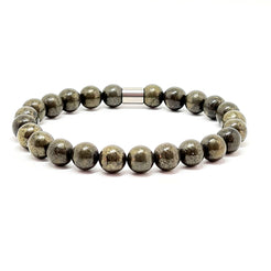 Pyrite Gemstone bracelet with a stainless steel accessory