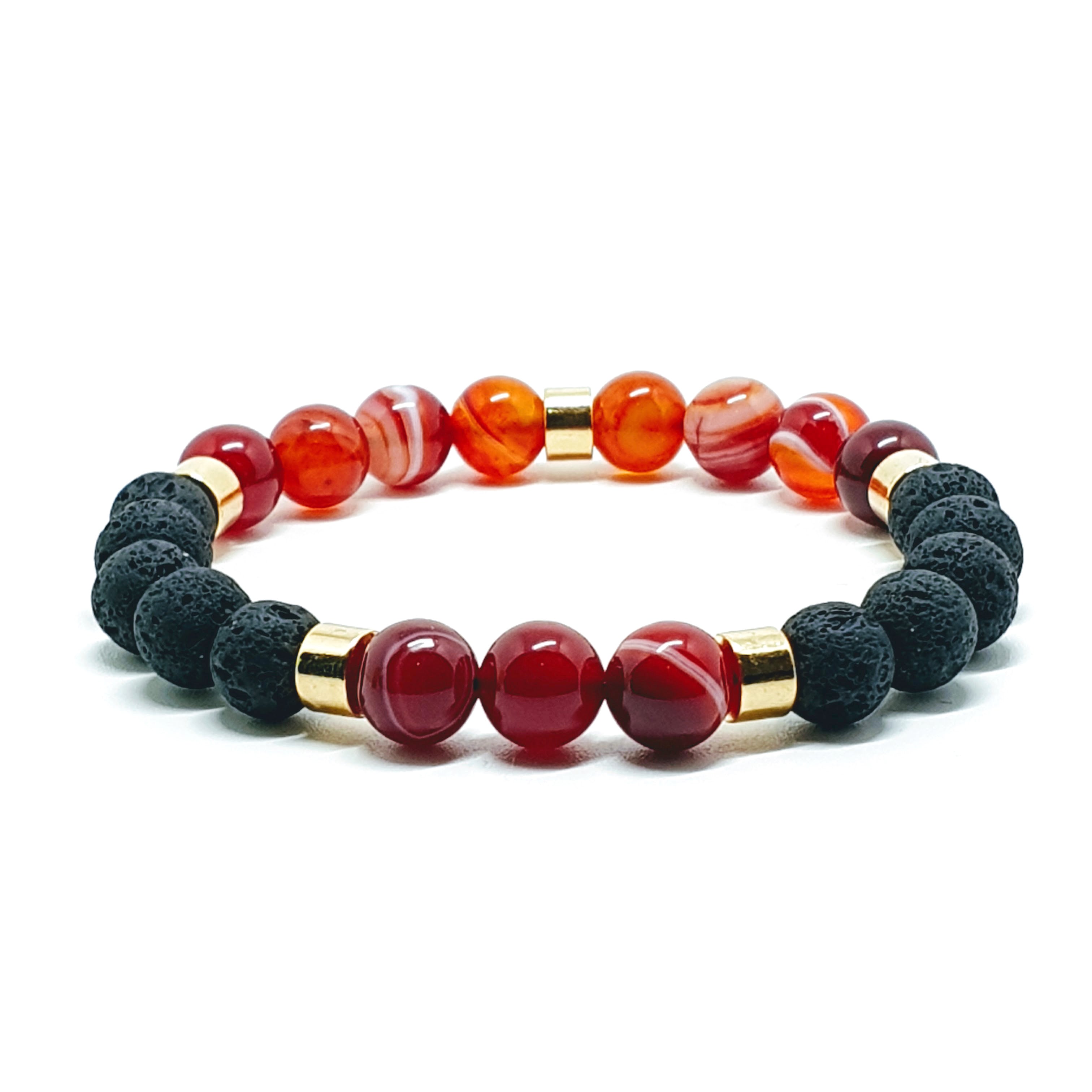 Red Agate and Lava Stone Energy Gemstone Bracelet
