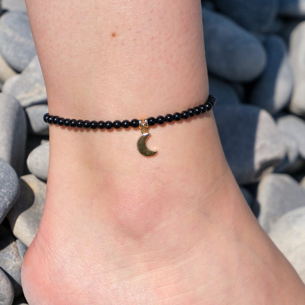Black Tourmaline Crystal Anklet