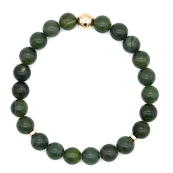 Jade bracelet with gold accessories from above