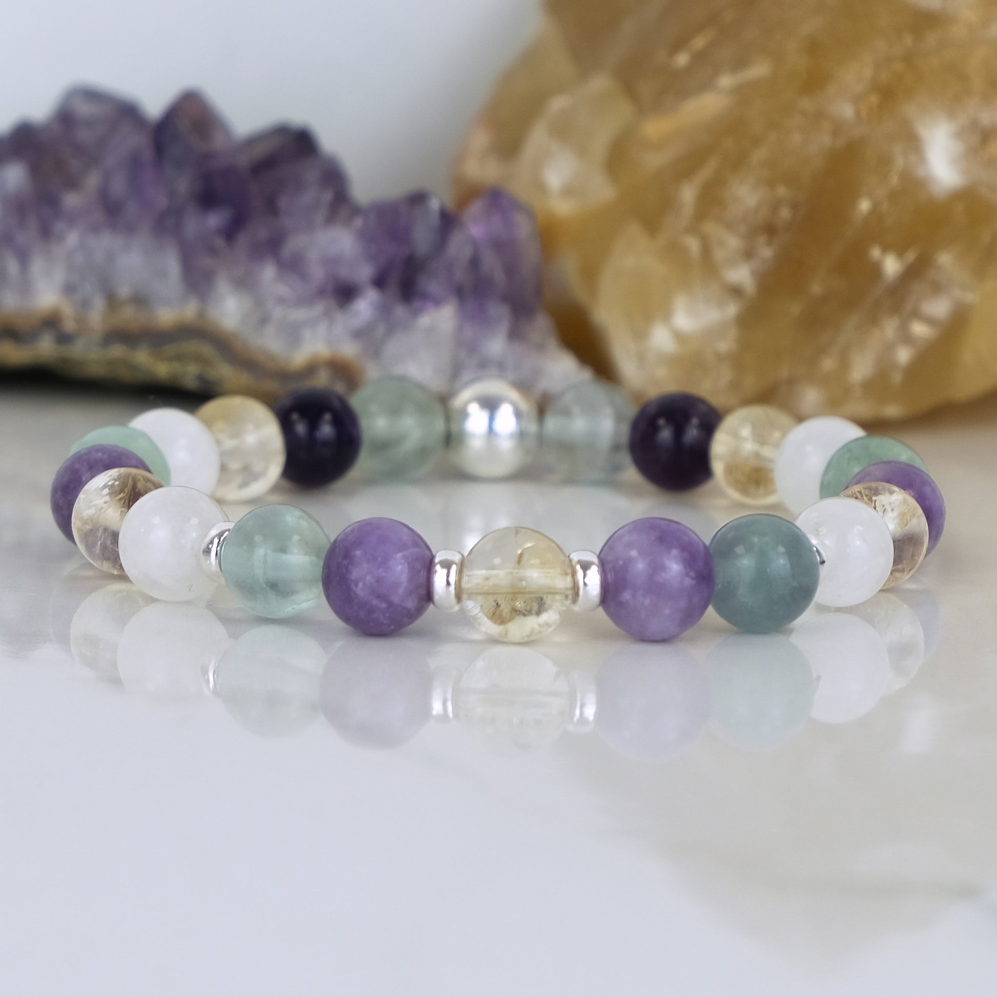 Samayla menopause gemstone bracelet with 925 sterling silver accessories