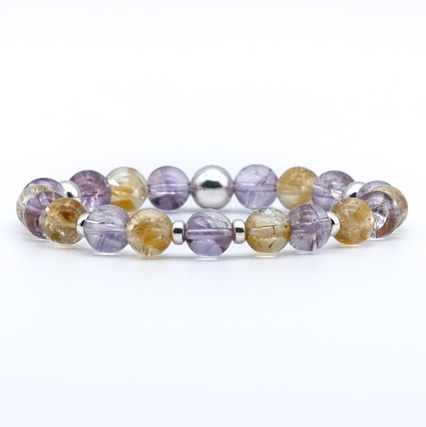 Amethyst and citrine gemstone bracelet with 925 sterling silver accessories