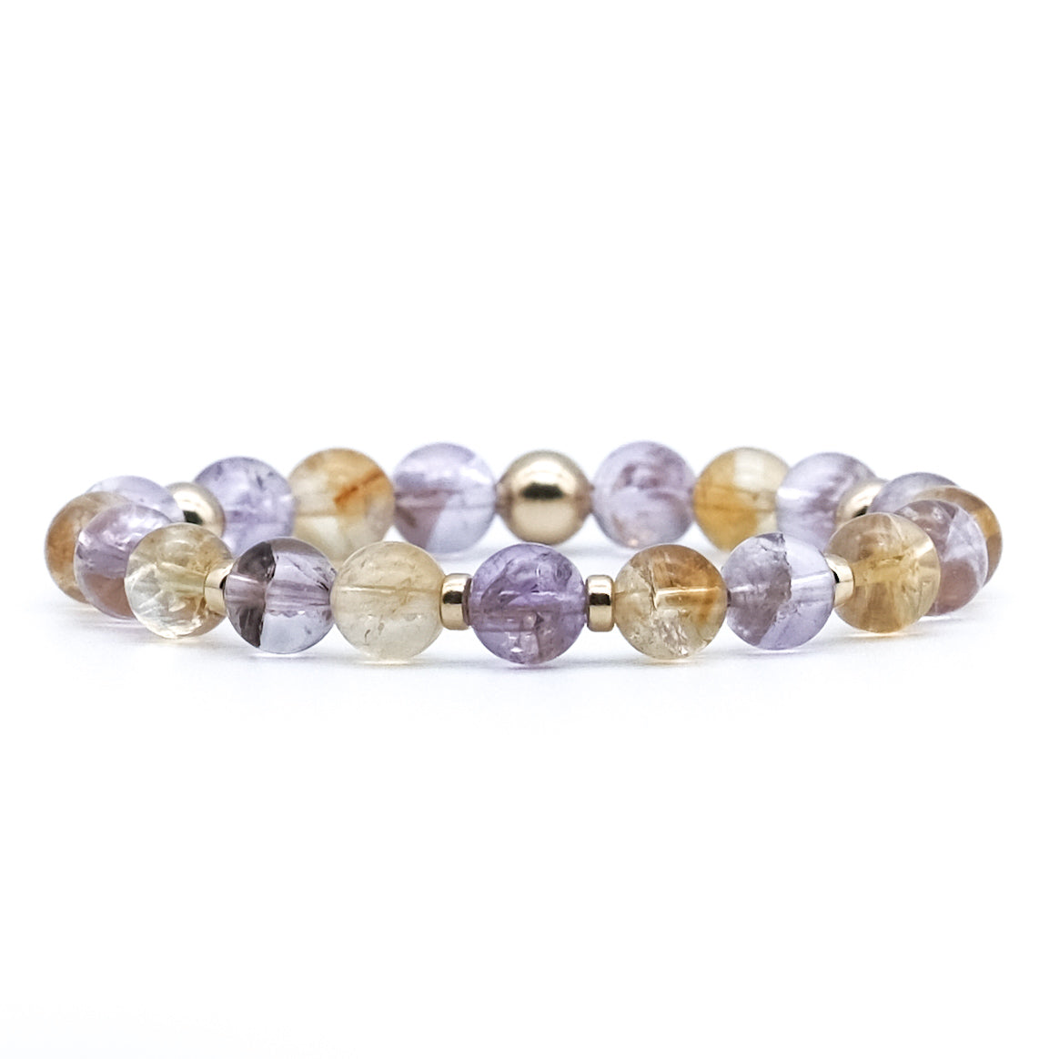 Amethyst and Citrine gemstone bracelet with 14kt gold filled accessories