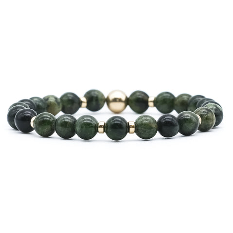 Diopside gemstone bracelet with gold filled accessories