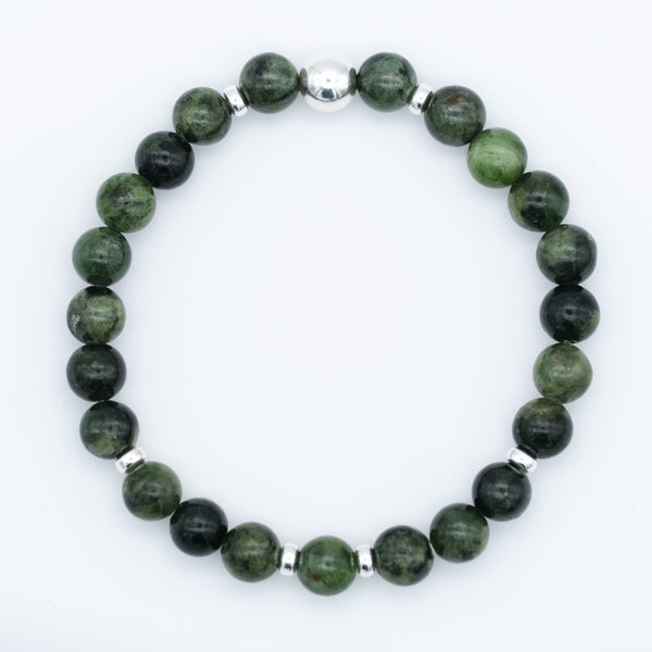 Diopside gemstone bracelet with 925 sterling silver accessories from above