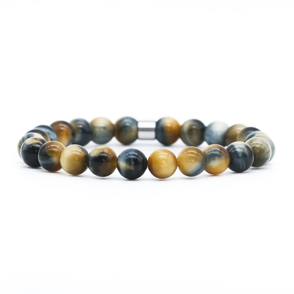 Dream tigers eye gemstone bracelet with stainless steel accessory