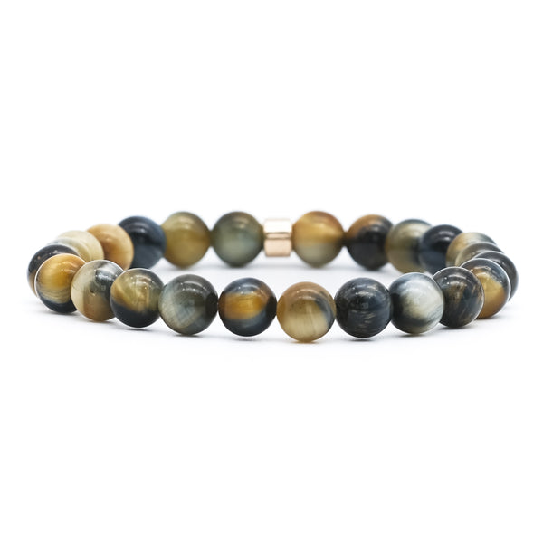 Dream tigers eye gemstone bracelet with gold plated accessory