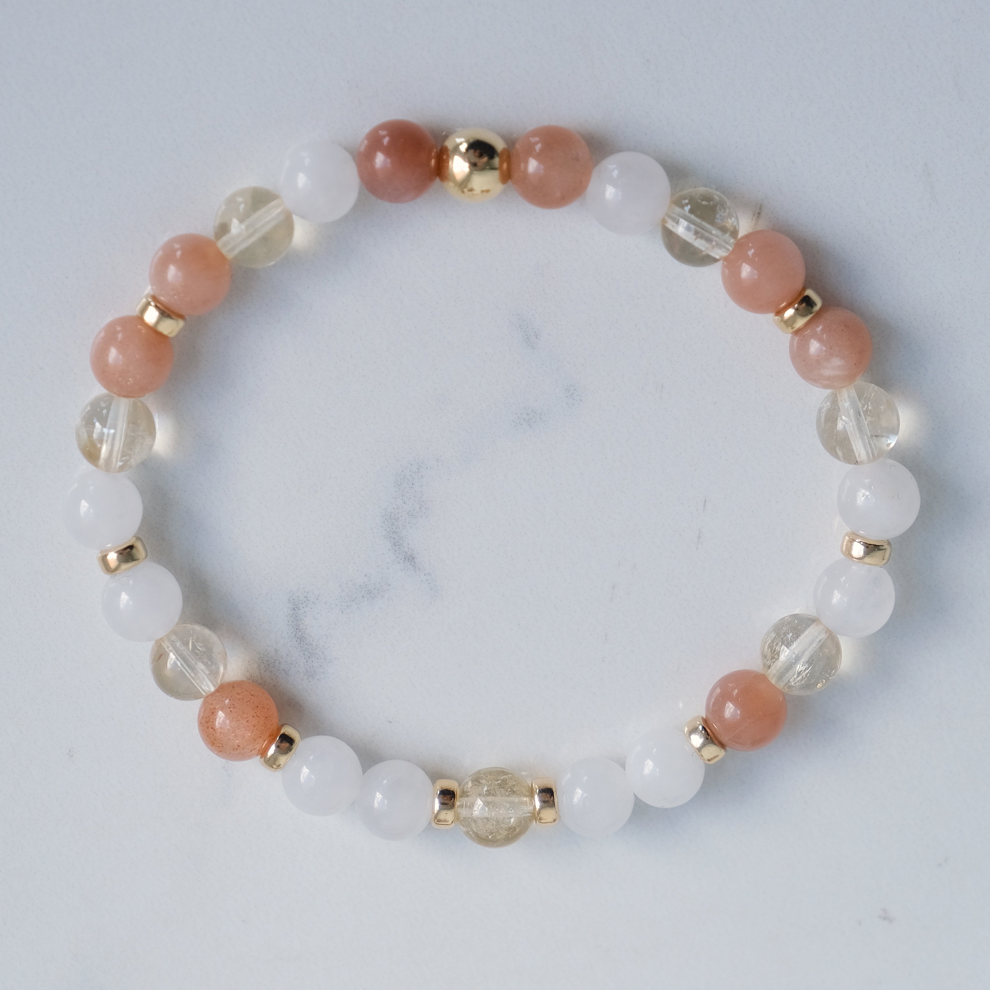 6mm White Jade Citrine and Sunstone Energy Gemstone Bracelet