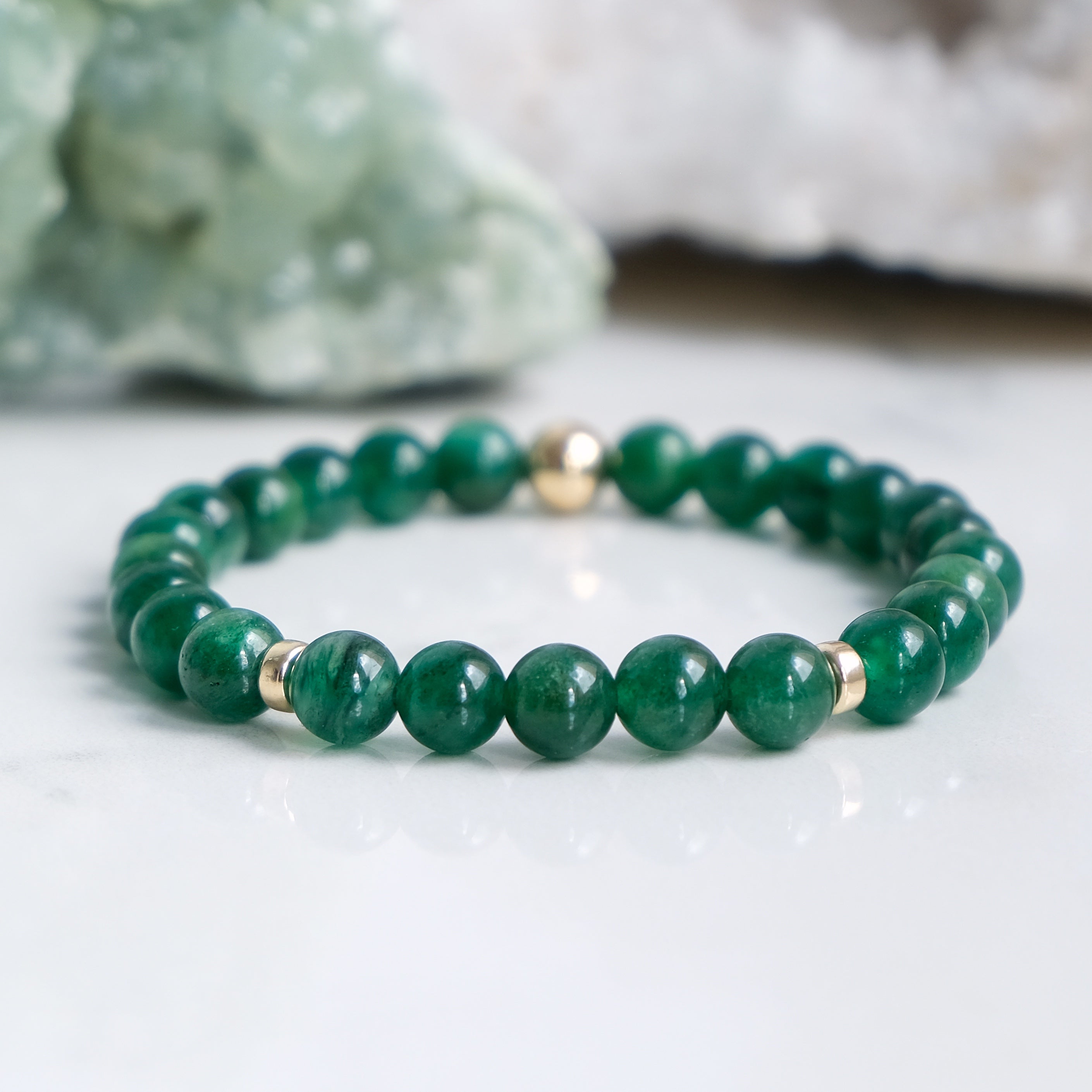 6mm Green Jade Energy Gemstone Bracelet