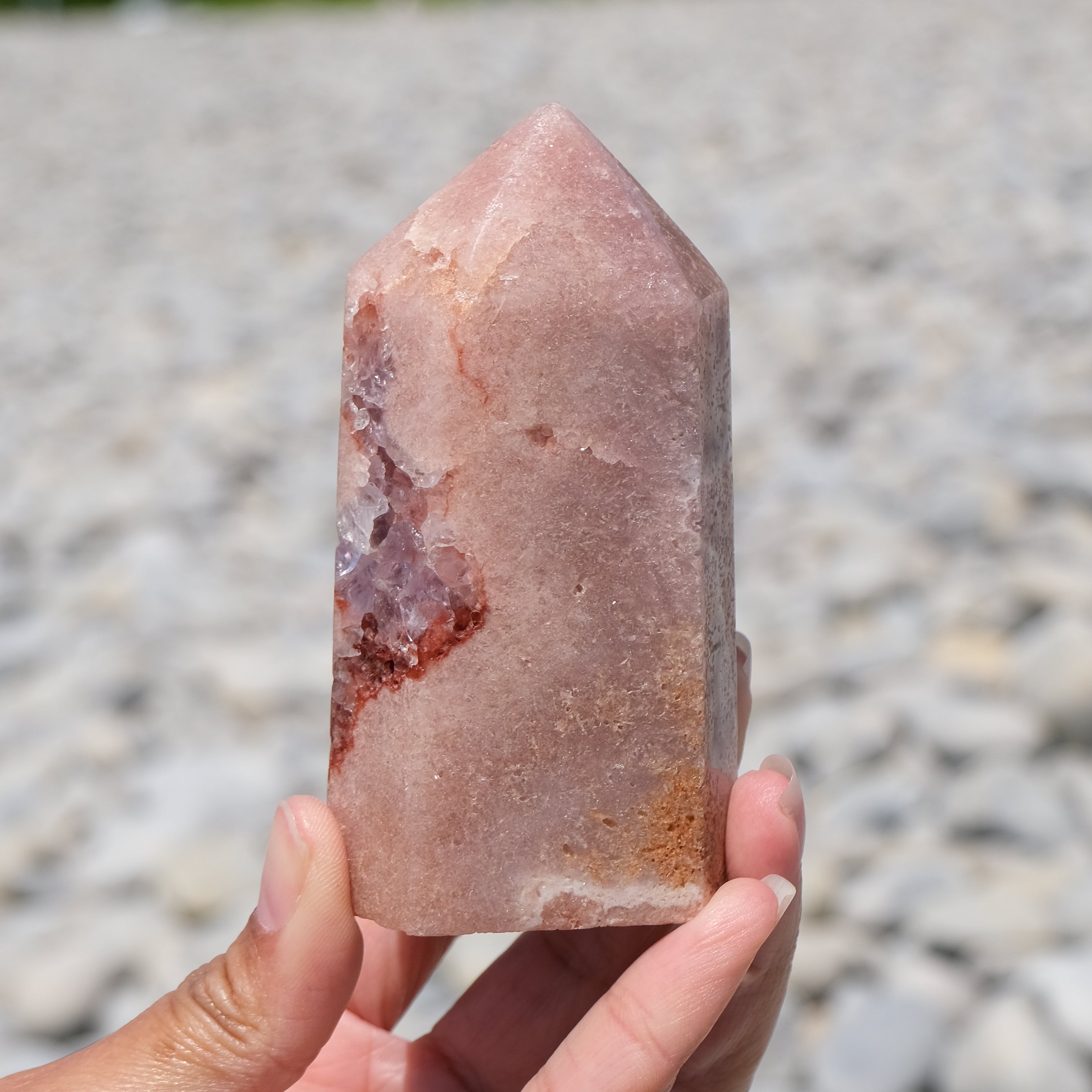 Pink amethyst tower crystal