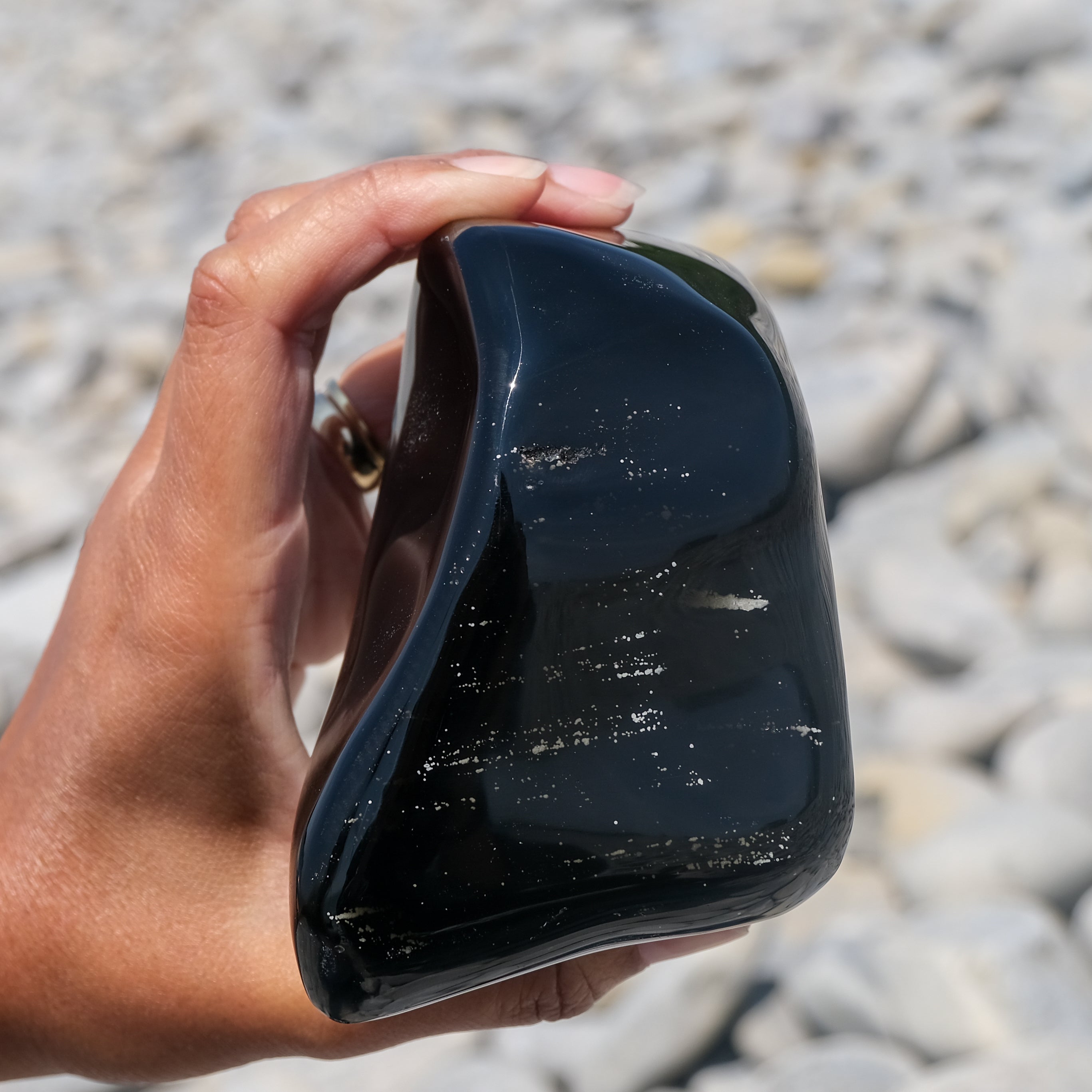 Black obsidian freeform crystal