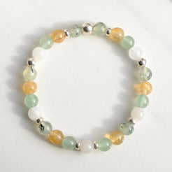 Renewal gemstone bracelet with silver accessories from above