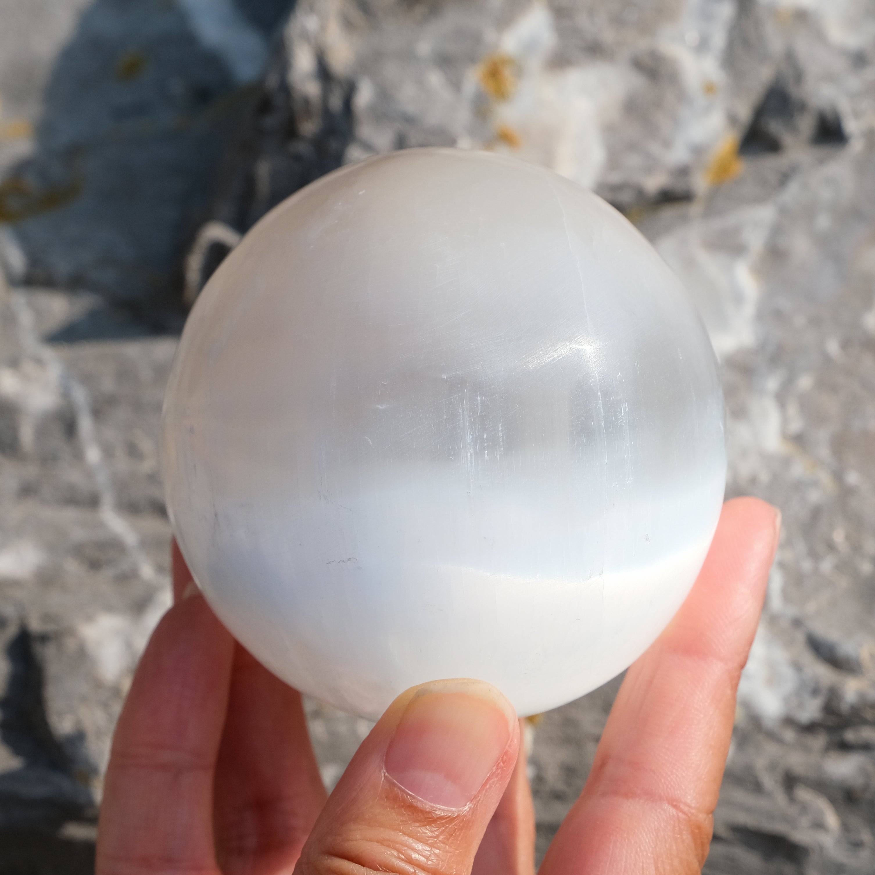 Selenite crystal sphere