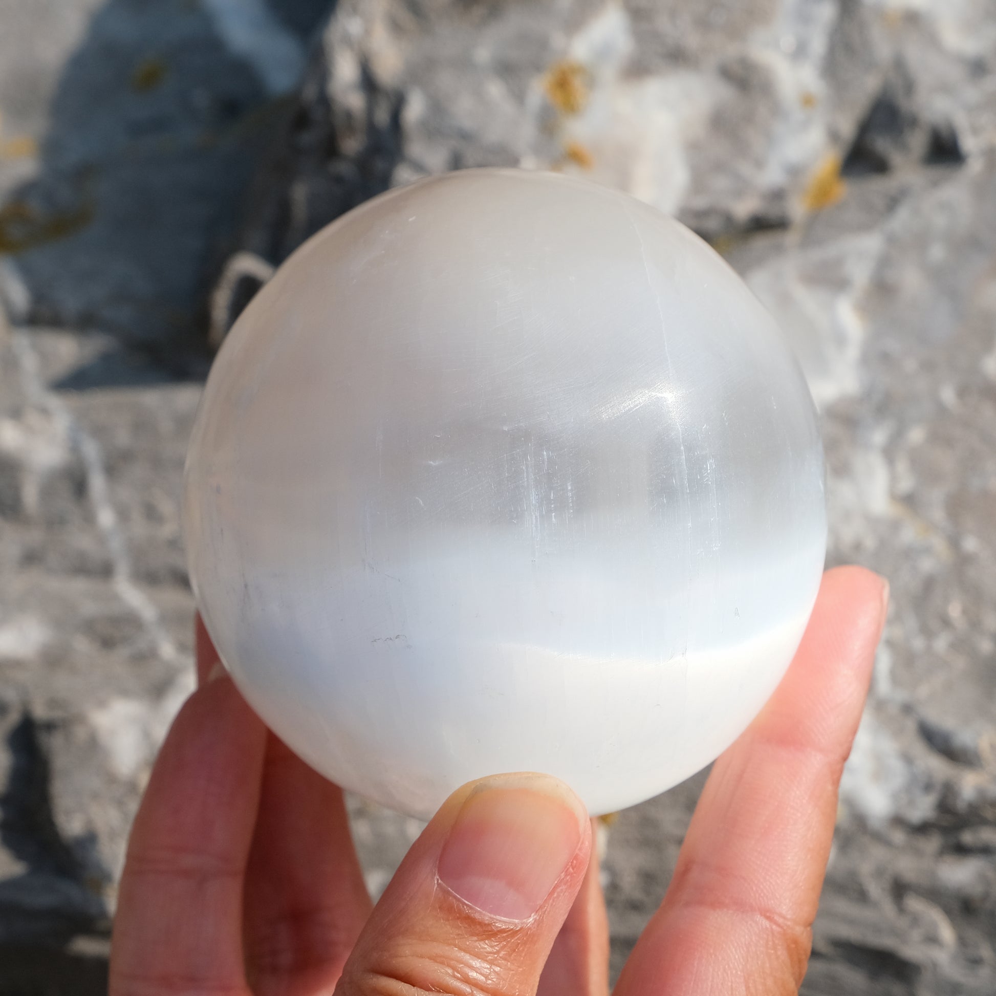 Selenite crystal sphere