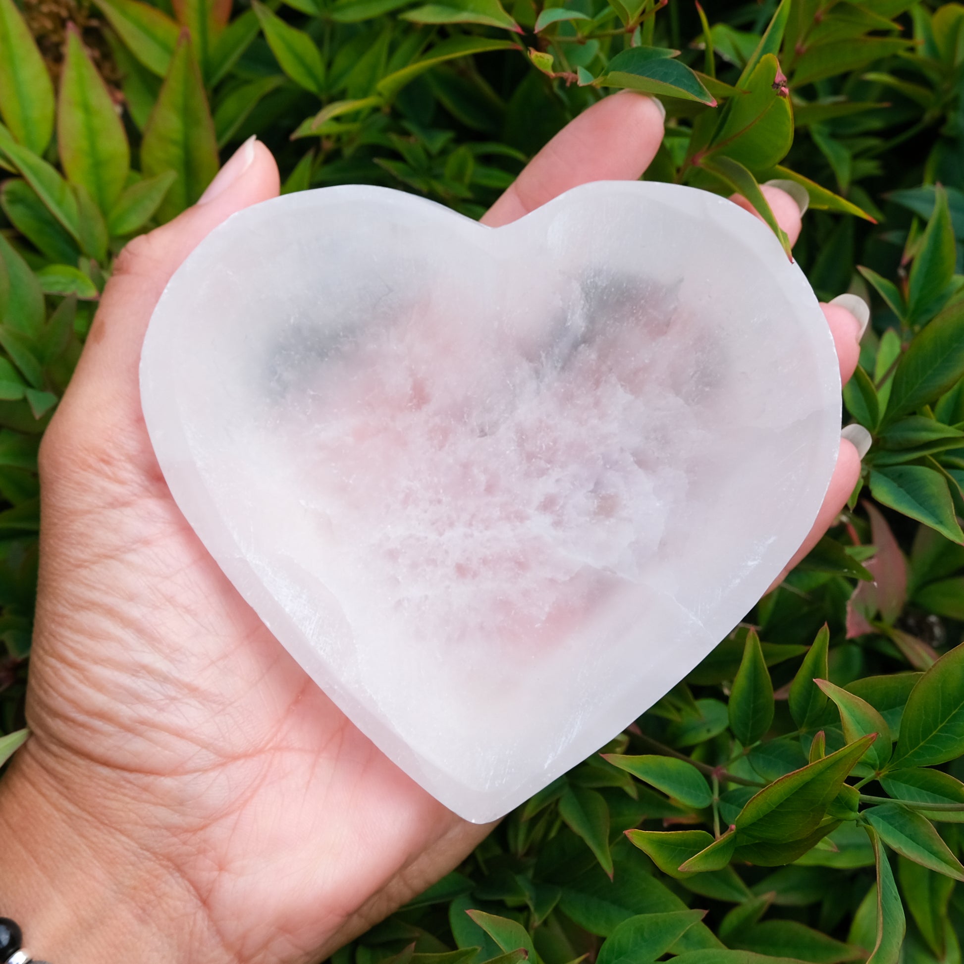 Selenite heart crystal charging bowl