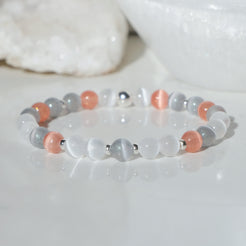 Selenite purity bracelet with silver accessories
