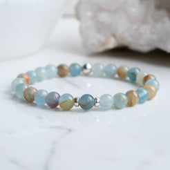 6mm blue calcite gemstone bracelet with silver accessories
