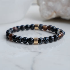 6mm sulemani hakik gemstone bracelet with gold accessories