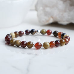 6mm Garnet gemstone bracelet with silver accessories