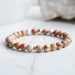 6mm Imperial Jasper gemstone bracelet with gold accessories