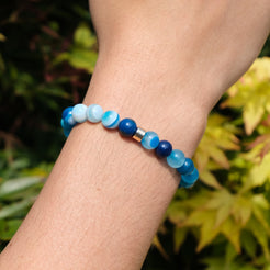 Blue agate gemstone bracelet sample sale